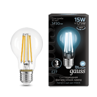 Gauss Лампа Filament А60 15W 1450lm 4100К Е27 LED 102902215 фото
