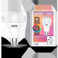 Gauss Лампа Светодиодная Smart Home RGBW E27 A60 10 Вт 2700-6500K 1/10/100 1180112 фото
