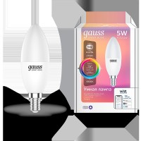 Gauss Лампа Светодиодная Smart Home RGBW E14 C37 5 Вт 2700-6500K 1/10/100 1190112 фото
