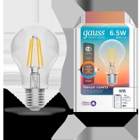 Gauss Лампа Smart Home Filament А60 6,5W 806lm 2000-6500К E27 изм.цвет.темп.+дим. LED 1220112 фото