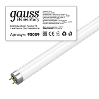 Gauss Лампа LED Elementary T8 Glass 1200mm G13 20W 6500K 1/25 93039 фото