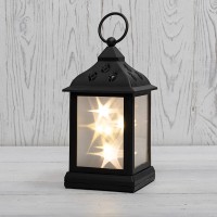 NEON-NIGHT Декоративный фонарь 11х11х22,5 см, черный корпус, теплый белый цвет свечения с эффектом мерцания 513-065 фото