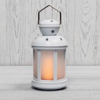NEON-NIGHT Декоративный фонарь 12х12х20,6 см, белый корпус, теплый белый цвет свечения с эффектом пламени свечи 513-067 фото