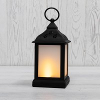 NEON-NIGHT Декоративный фонарь 11х11х22,5 см, черный корпус, теплый белый цвет свечения с эффектом пламени свечи 513-066 фото