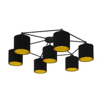 Eglo 97895 Потолочный светильник STAITI, 7х40W (E27), 840, H235, cталь, черный / текстиль, черный, золотой 97895 фото