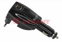 Универсальное ЗУ-трансформер авто+сетевое 2 USB черная (2х1 000mA)c индикатором, блистер Rexant 18-1185-1 фото