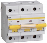 Автоматический выключатель 3П 100А C 10кА ВА47-100 IEK MVA40-3-100-C фото