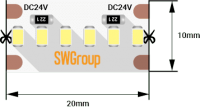SWG Лента светодиодная стандарт 2216, 300 LED/м, 19,4 Вт/м, 24В , IP20, Цвет: Холодный белый SWG2A300-24-19.2-W фото