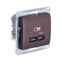 Glossa баклажановый USB розетка тип-C 65W высокоскоростная зарядка QC, PD, механизм GSL001127 фото