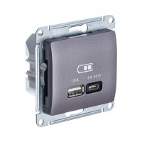 Glossa сиреневый туман USB розетка A + тип-C 45W высокоскоростная зарядка QC, PD, механизм GSL001429 фото