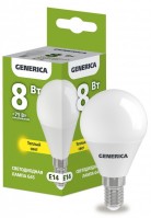 IEK GENERICA Лампа LED G45 шар 8Вт 230В 3000К E14 LL-G45-08-230-30-E14-G фото