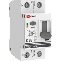 EKF PROxima Устройство защиты от дугового пробоя (УЗДП) с автоматическим выключателем 1P+N 63А (C) 6кА afdd-2-63C-pro фото