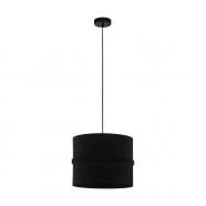 Eglo 390033 Подвесной потолочный светильник (люстра) PARAGUAIO, 1x40W, E27, H1500, Ø360, сталь, черный/текстиль, стекло, черный 390033 фото