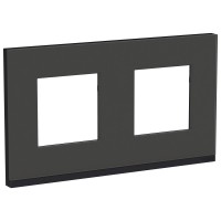 Unica Pure чёрное стекло / антрацит рамка 2-ная горизонтальная NU600486 фото