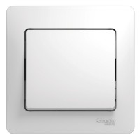 Glossa белый выключатель 1-клавишный, сх.1, 10АХ (в сборе с рамкой) GSL000112 фото
