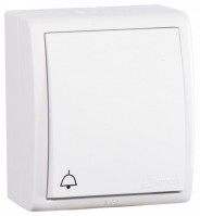Simon 15 Aqua Белый Выключатель 1-клавишный кнопочный с подсветкой с символом 