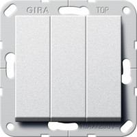 Gira S-55 Алюминий Выключатель Британский стандарт 3-х клавишный, вкл/откл. 283026 фото