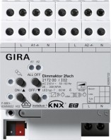 Gira KNX Светорегулятор универсальный 2-канальный 20-300 ВА DIN-рейка 217200 фото