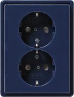 Gira S-Color Синий Розетка 2-ая с/з, с установочной рамкой 078346 фото
