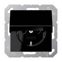 JUNG A 500 Черная Розетка с откидной крышкой с доп. защитой A1520KIKLSW фото