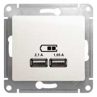 Glossa перламутр розетка USB 5В/2,1А, 2х5В/1,05А GSL000633 фото