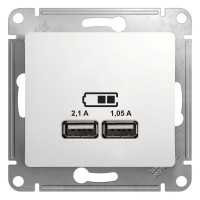 Glossa белый розетка USB 5В/2,1А, 2х5В/1,05А GSL000133 фото