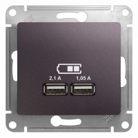 Glossa USB Розетка 5В/2100мА, 2х5В/1050мА, цвет сиреневый туман GSL001433 фото