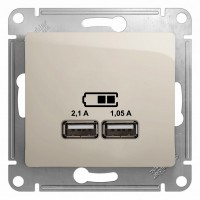 Glossa молочный розетка USB 5В/2,1А, 2х5В/1,05А GSL000933 фото
