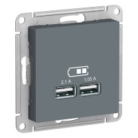 Systeme Electric AtlasDesign грифель USB, 5В, 1 порт x 2,1 А, 2 порта х 1,05 А, механизм ATN000733 фото