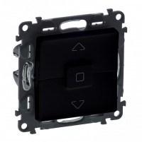 Legrand Valena Life Black выключатель кнопочный управления для жалюзи и рольставней 6А 250В. С лицевой панелью. Безвинтовые зажимы, антрацит. 756330 фото