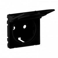 Legrand Valena Life Black лицевая панель розетки 2К+З c крышкой, антрацит. 756842 фото