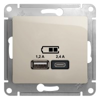 Glossa молочный розетка USB A+С, 5В/2,4А, 2х5В/1,2 А GSL000939 фото
