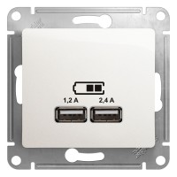 Glossa USB Розетка A+С, 5В/2,4А, 2х5В/1,2 А, цвет перламутр GSL000639 фото