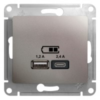 Glossa платина розетка USB A+С, 5В/2,4А, 2х5В/1,2А GSL001239 фото