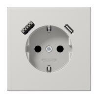 JUNG Светло-серый Розетка SCHUKO® с USB-зарядным устройством, тип A + тип С; термопласт LS1520-15CALG фото