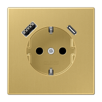 JUNG Розетка SCHUKO® с USB-зарядным устройством, тип A + тип С; термопласт; латунь Classic ME1520-15CAC-L фото