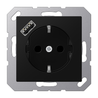 JUNG A Flow/A 550 Черный матовый Розетка с USB-зарядным устройством, тип А, SCHUKO A1520-18ASWM фото