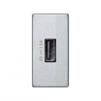 Simon Алюминий Зарядное устройство USB, К45, узкий модуль, 5 В, 1,5 А (использовать K126D-8) K126C-8 фото