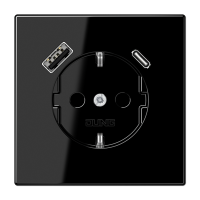 JUNG SCHUKO Черный Розетка с USB-зарядным устройством, тип A + тип С; термопласт LS1520-15CASW фото