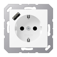 Jung A Flow/A 550 Белый матовый Розетка  с USB-зарядным устройством, тип А, SCHUKO A1520-18AWWM фото