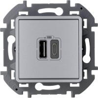 Legrand Inspiria алюминий зарядное устройство с двумя USB-разьемами A-C 240В/5В 3000мА 673762 фото