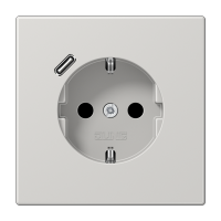 JUNG Розетка SCHUKO® с USB-зарядным устройством тип С термопласт светло-серый LS1520-18CLG фото