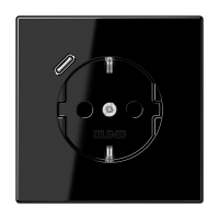 Jung Розетка SCHUKO с USB-зарядным устройством, тип С термопласт черный LS1520-18CSW фото