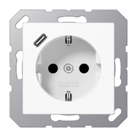 JUNG Розетка SCHUKO® с USB-зарядным устройством, тип С термопласт белый A1520-18CWW фото