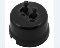 Bironi Лизетта пластик чёрный выключатель 2-клавишный (тумблерный) B1-232-23 фото