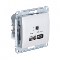 Glossa перламутр USB розетка A + тип-C 45W высокоскоростная зарядка QC, PD, механизм GSL000629 фото