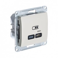 Glossa молочный USB розетка тип-C 65W высокоскоростная зарядка QC, PD, механизм GSL000927 фото