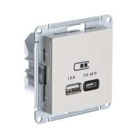 AtlasDesign USB Розетка A + тип-C 45W высокоскоростная зарядка, цвет бежевый ATN000229 фото