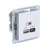 Systeme Electric AtlasDesign белый USB розетка A + тип-C 45W высокоскор.заряд. QC, PD, механизм ATN000129 фото
