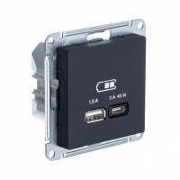 AtlasDesign USB Розетка A + тип-C 45W высокоскоросная зарядка, цвет карбон ATN001029 фото
